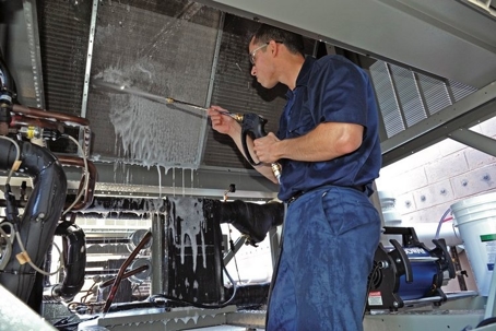 man working on commercial hvac